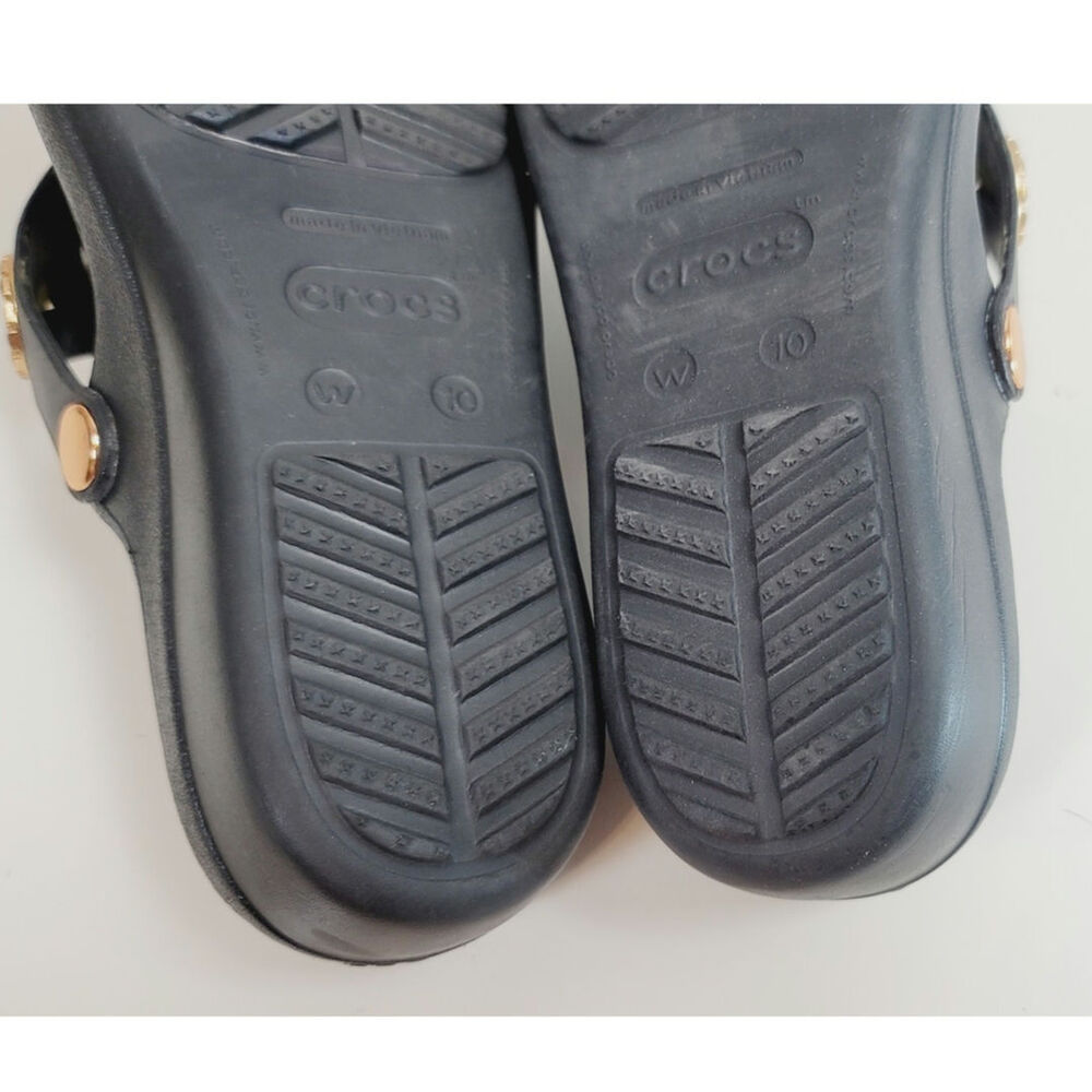 Crocs Sanrah Diamante Wedge Flip Sandal in Black, sz 10 - Picture 14 of 16